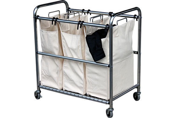 Dagaanbieding - Wasmand - Wasgoedsorteerder met 3 zakken op wielen dagelijkse koopjes