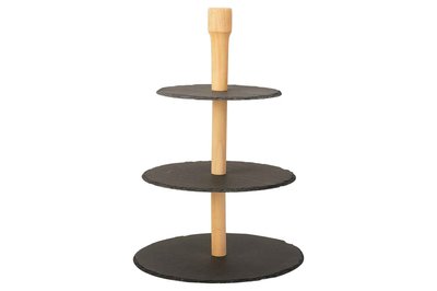 Etagere leisteen hout 3 laags