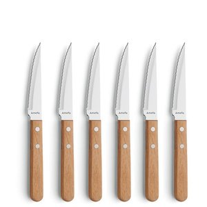 Steak- pizza messen set 6 delig 7000 Amefa wood