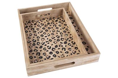 Dienblad leopard set van 2