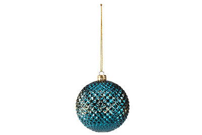 Kerstbal diamond blauw 8cm