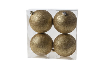 Kerstballen 4 st goud glitter