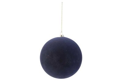 Kerstbal velvet blauw 12cm kunststof