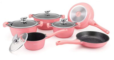 Tragisch pantoffel Hertellen Pannenset 10 delig marmeren coating roze limited | AANBIEDING pannen -  Kookwinkel Kitchen&More