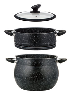 Couscous pan marmeren coating 6 liter | Gezond koken met behoud van - Kookwinkel Kitchen&More