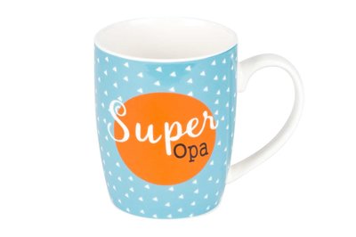 Mok met oor en de tekst "super opa", inhoud 36cl.