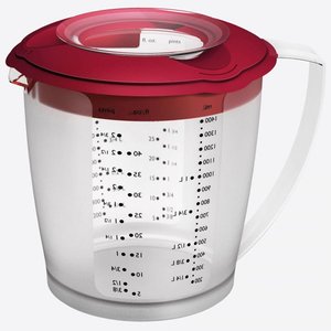 Maatbeker met deksel rood 1,4 Liter