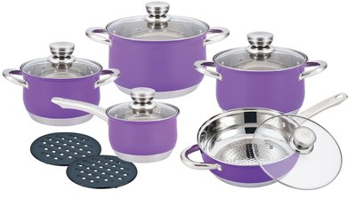 Pannenset RVS 12-delig paars Herenthal