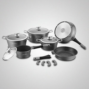 pannenset 14 delig zilver grijs marmeren coating duurzame pannen voordelig online kopen kookwinkel kitchen more