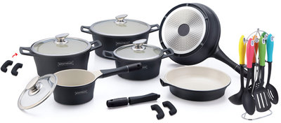 Mus Trillen Vrijwillig Keramische pannenset met keukenset 21-delig zwart | AANBIEDING keramische pannen - Kookwinkel Kitchen&More Mus Trillen Vrijwillig Keramische pannenset met keukenset 21-delig zwart | AANBIEDING keramische pannen - Kookwinkel Kitchen&More