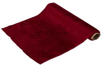 Tafelloper velvet donkerrood 35 cm x 200 cm textiel