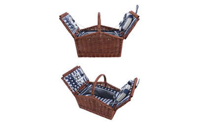 Picknickmand 4 personen blauw bruin