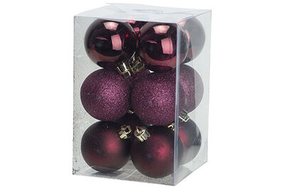 Kerstballen kopen? | Kerstballen 12 stuks de kleur bordeaux - Kitchen&More