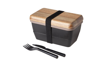 Lunchbox met bestek zwart