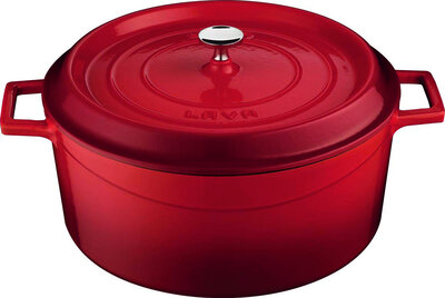 Braadpan gietijzer rond 32 cm 10 liter Lava Cooking rood