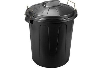 Afvalbak met deksel 51 liter zwart Hega