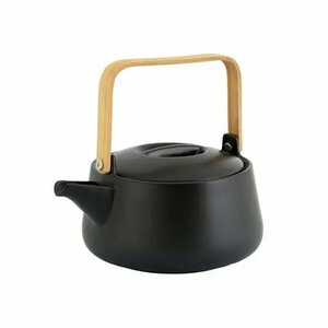 Theepot Bamboe/Porselein 1L Mat Zwart