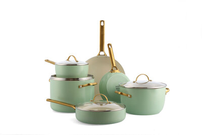 Pannenset 10 delig Greenpan Padova Blush Mint Green Gold