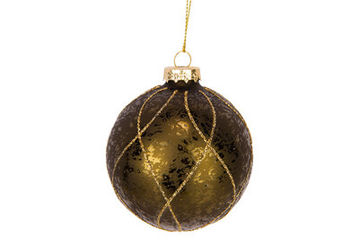 Kerstbal Antique Glitter Gold 8 cm 