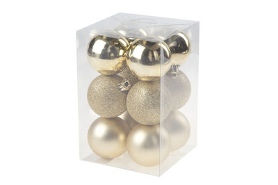 Kerstballen 12 stuks goud kunststof
