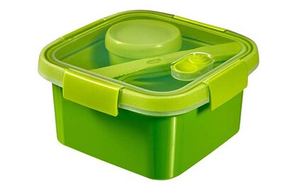 Lunchbox met bestek en sausbakje Smart to go groen 1,1 L Curver 