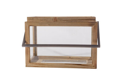 Lantaarn 23 cm Hout Glas