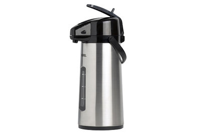 Pomp thermosfles Inox liter met venster | AANBIEDING thermoskannen - Kookwinkel Kitchen&More