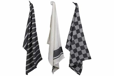 Theedoek Zwart Set van 3