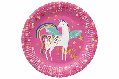 Bord karton 23 cm Unicorn set van 8 PAW
