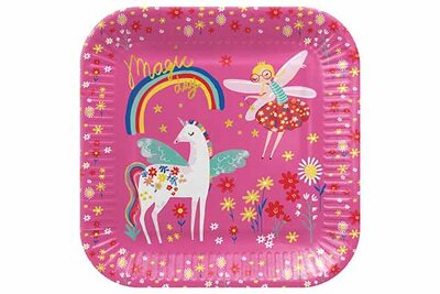 Bord karton vierkant 23 cm Unicorn set van 8 PAW