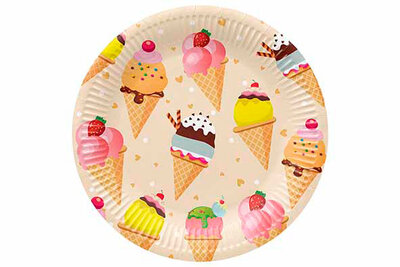 Bord karton 23 cm Icecream set van 8 PAW