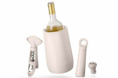 Wijnset 4-delig Vacu Vin sand