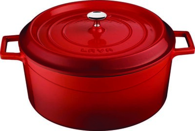 Braadpan gietijzer rond 20 cm 2,6 liter Lava Cooking rood