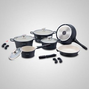 Verkoper versnelling uitbarsting Zwarte keramische pannenset 14-delig | Keramische pannen voordelig online  kopen - Kookwinkel Kitchen&More