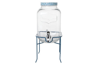 Sap dispenser op voet met kraantje 4,5 liter blauw