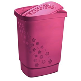 Wasmand roze hoog 55 liter