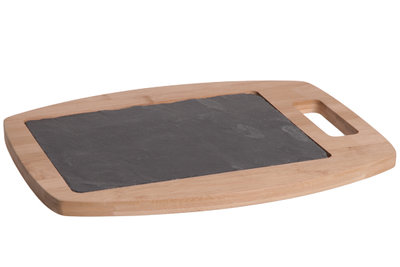 Sonora plank met handvat 35cm leisteen - bamboe