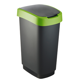 Afvalbak 50L zwart/groen Twist